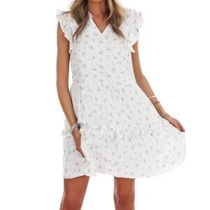 NEW IN FEBRUARY floral phase flare mini dress in blue